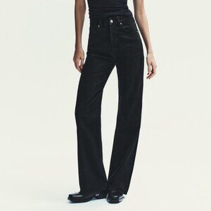 Zara 100% Cotton Wide Leg Jeans faded black